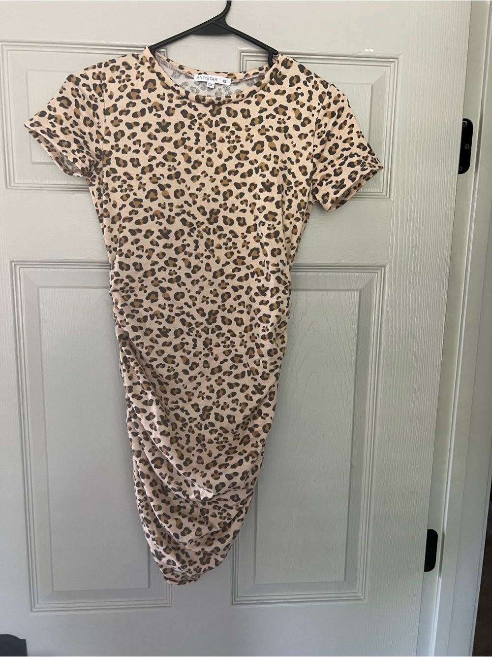 Leopard Print Midi Dress in Beige and Brown